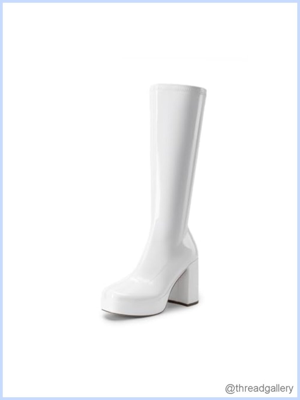 Faux Leather Knee High Chunky Heel Gogo Boots Square Toe Party